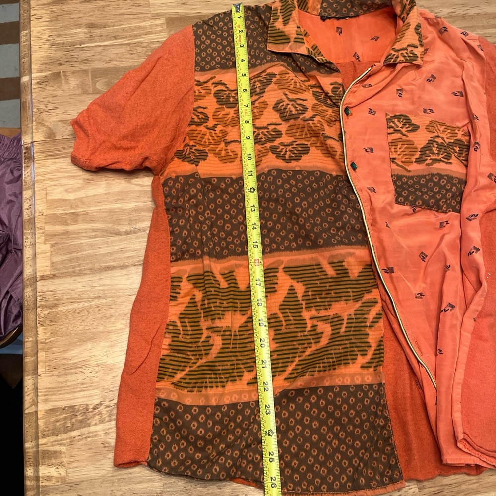Vintage Orange And Brown Patterned Button Down Sh… - image 7